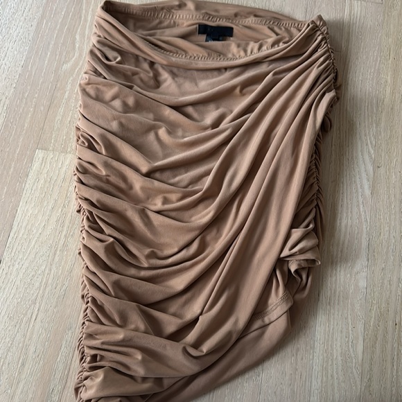h:ours Tan Draped Mini Skirt - Picture 2 of 3